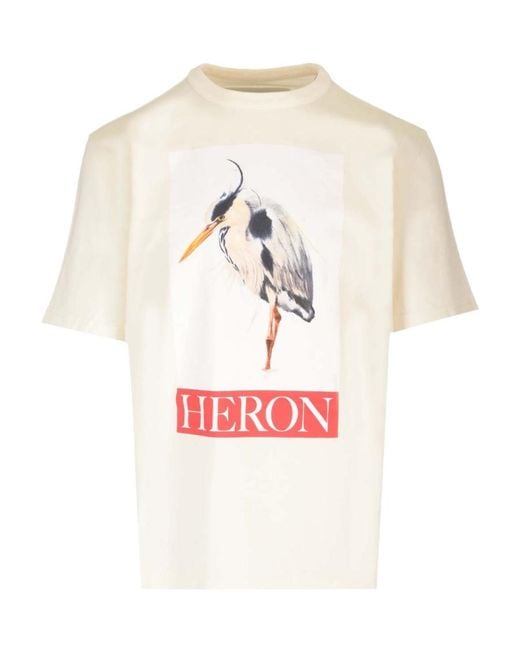 Heron Preston White Heron Bird Painted Cotton T-Shirt for men