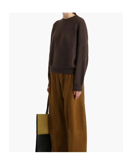 Khaite Brown Crewneck Drop Shoulder Jumper