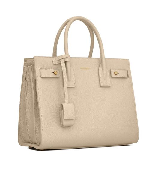 Saint Laurent Natural Sac De Jour Logo Detailed Tote Bag