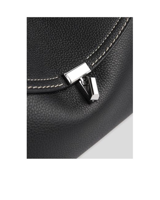 Totême  Black Totême Logo Plaque Foldover Top Handle Bag