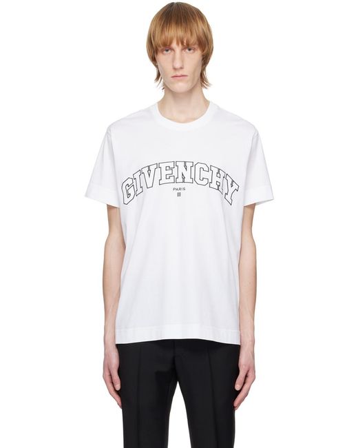 Givenchy White Logo-Embroidered Jersey T-Shirt for men