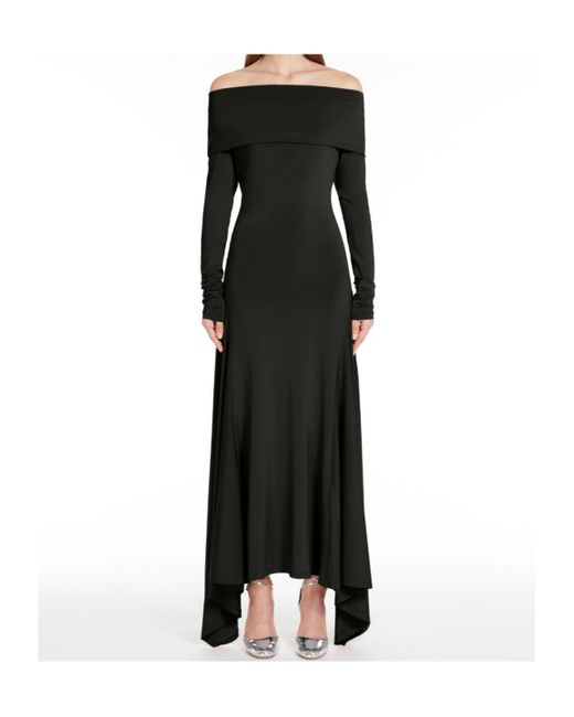 Max Mara Black Off-Shoulder Long-Sleeved Dress