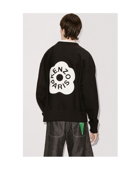 KENZO Black Logo Printed Crewneck Sweatshirt for men