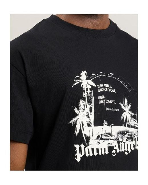 Palm Angels Black Graphic Printed Crewneck T-Shirt for men