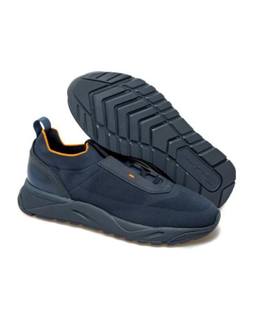 Santoni Blue Panelled Sneakers for men