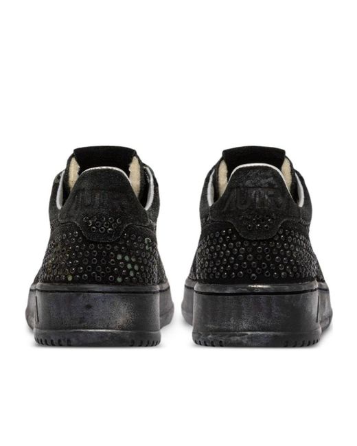 Autry White Medalist Low Sue Embellished Strass Sneakers