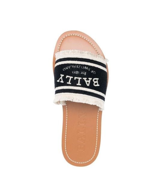 Bally White Logo Slippers