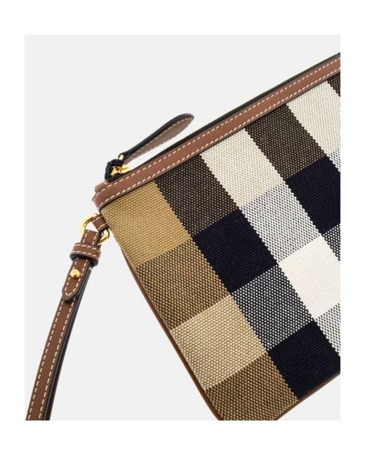 Burberry Blue Checked Zip-Up Clutch Bag