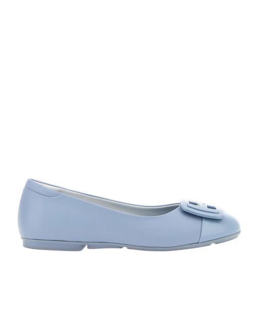 Hogan Blue Logo-Plaque Slip-On Ballerina Shoes