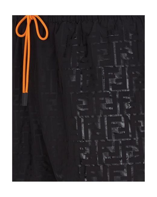 Fendi Black Drawstring Swim Shorts for men