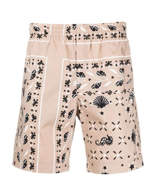 MSGM Natural Paisley Printed Elasticated Waist Shorts for men