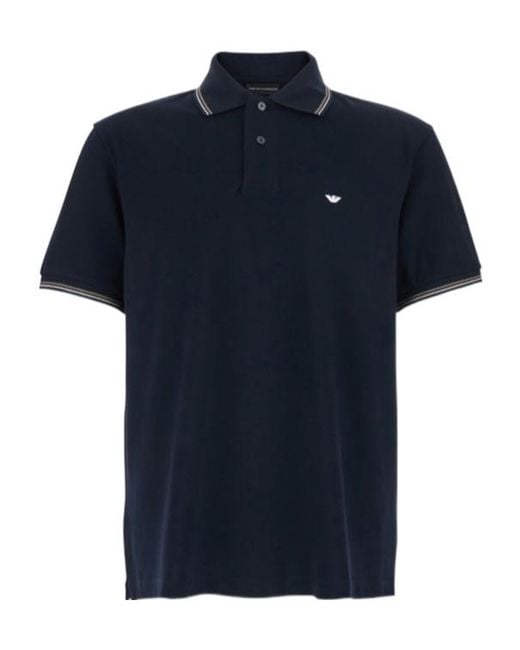 Emporio Armani Blue Micro Logo Slim Polo Shirt for men