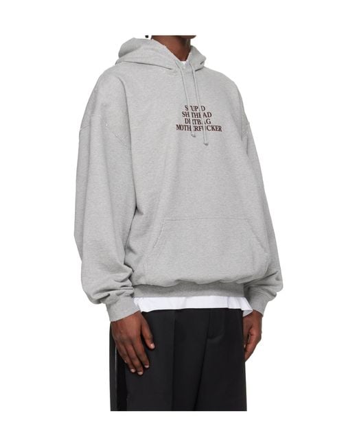 Vetements Gray Mf Long-Sleeved Hooded Sweatshirt for men