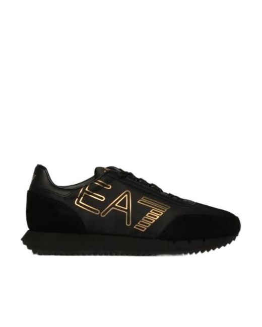 EA7 Black Vintage Logo Printed Sneakers for men
