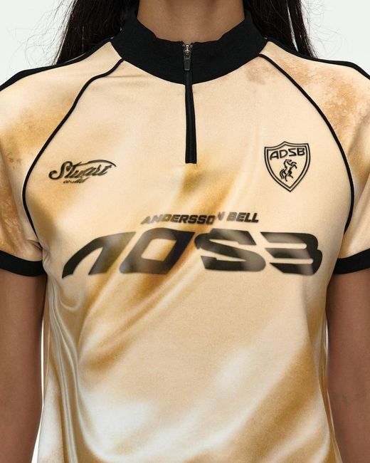 ANDERSSON BELL Metallic Printed Football Zipper T-Shirt