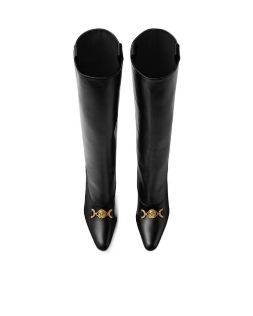 Versace Black Marisa Leather Boots 90 Mm