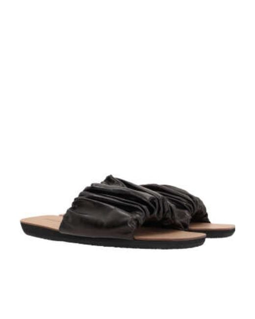 Jil Sander Black Gathered-Detailed Open-Toe Slides