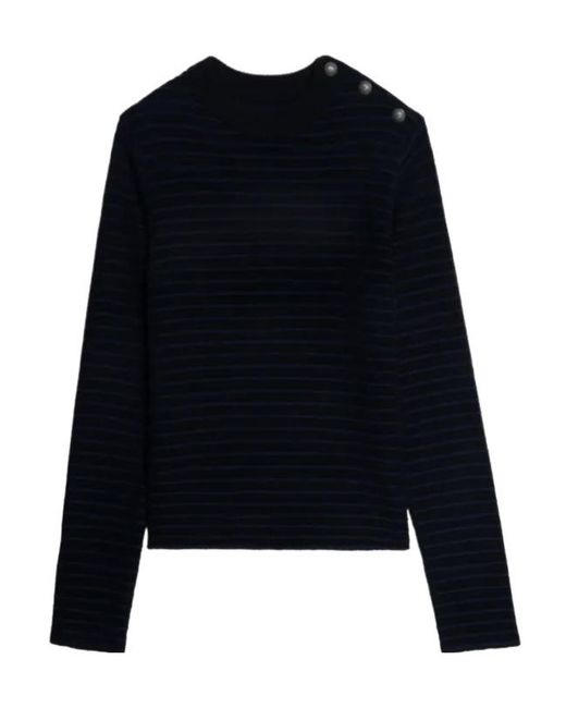 Zadig & Voltaire Blue Striped Button-Detailed Sweater for men