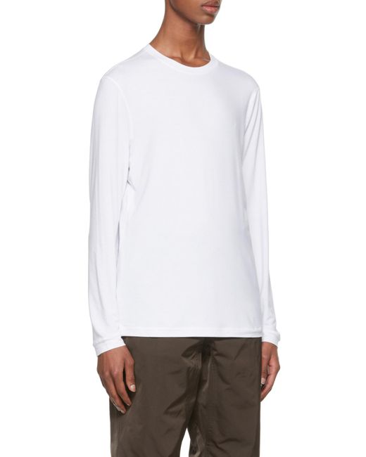 Giorgio Armani White Crewneck Long-Sleeved T-Shirt for men
