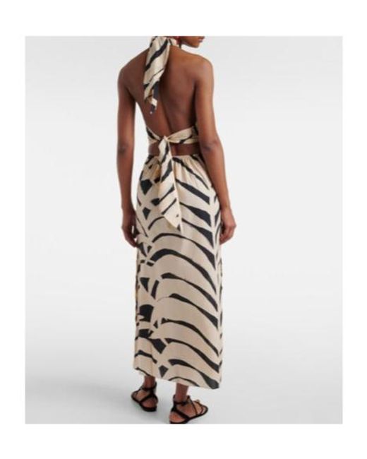 Johanna Ortiz Metallic Printed Cutout Halterneck Cotton Maxi Dress