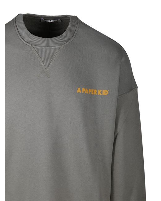 A PAPER KID Gray Logo-Print Cotton Sweatshirt for men