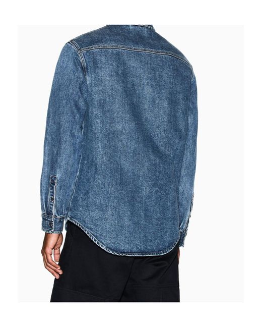 ARMANI EXCHANGE Blue Long-Sleeved Denim Shirt for men