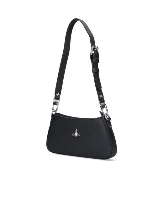 Vivienne Westwood Black Orb Plaque Shoulder Bag