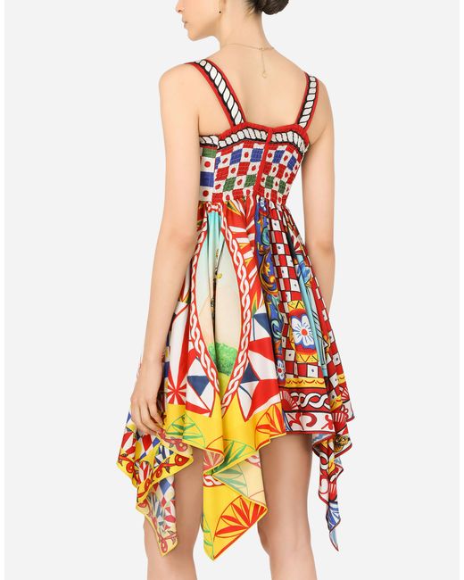 Dolce & Gabbana White Carretto-Print Twill Dress