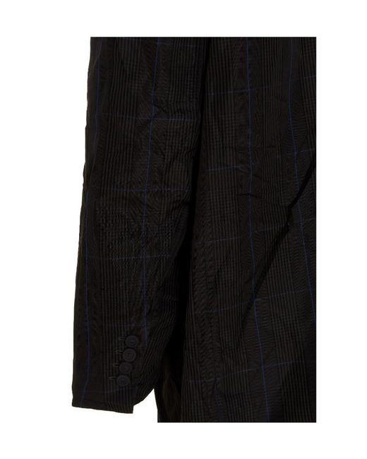 Balenciaga Black Checked Single-Breasted Coat for men