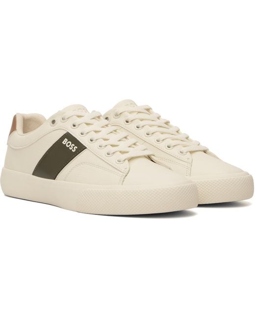 Boss Natural Logo-Print Sneakers for men