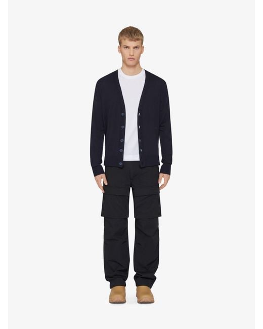 Givenchy Blue Logo Embroidered Button-Up Cardigan for men