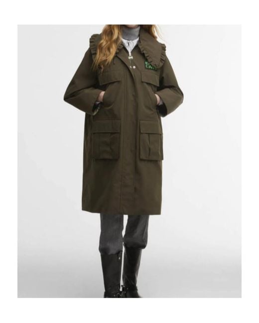 Barbour Green X Ganni Waterproof Parka Jacket