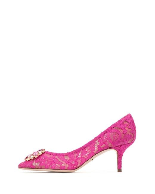 Dolce & Gabbana Pink Bellucci Lace Pumps