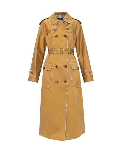 Etro Natural Double-Breasted Belted Coat