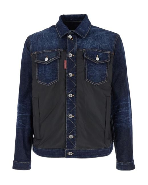 DSquared² Blue Two-Toned Button-Up Denim Jacket for men