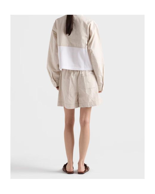 Prada Natural Chambray Shorts