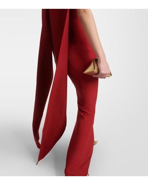 Safiyaa Red Ginkgo Caped Gown