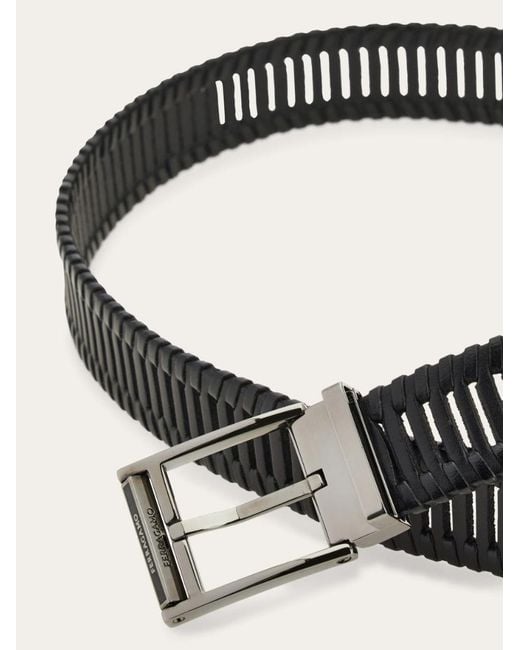 Ferragamo White Ferragamo Adjustable Buckle Belt for men