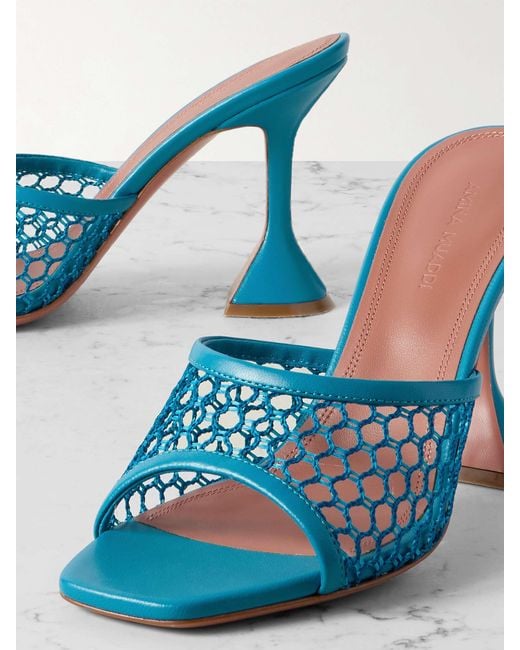 AMINA MUADDI Blue Lupita Fishnet High Heel Sandals