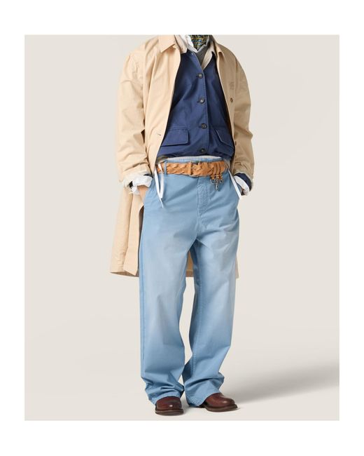 Miu Miu Blue Garment-Dyed Twill Pants