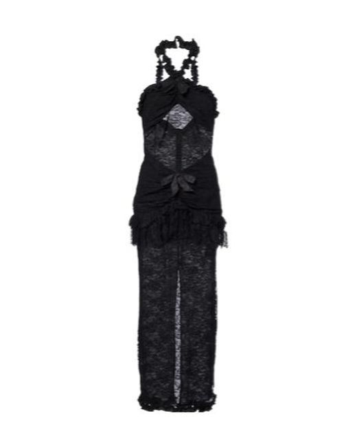 Alessandra Rich Black Bow-Detail Ruffled Lace Cocktail Dress