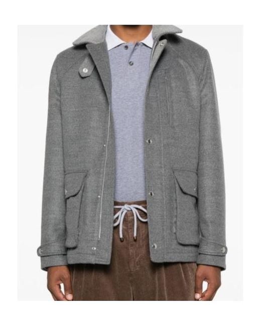 Brunello Cucinelli Gray Pure Wool Jacket for men