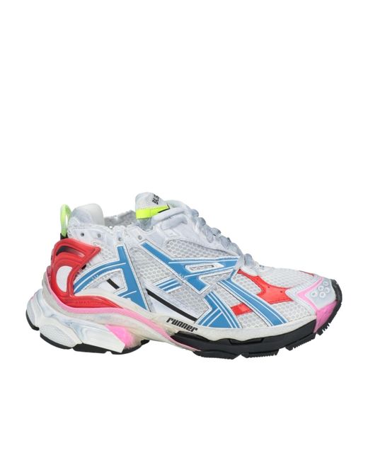 Balenciaga Blue Lace-Up Logo Sneakers