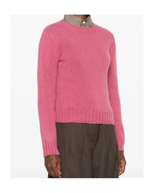 Aragona Pink Ribbed-Knit Crew-Neck Sweater