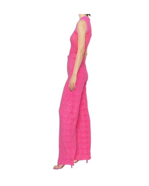 MARINE SERRE Pink Logo Flare Track Pants