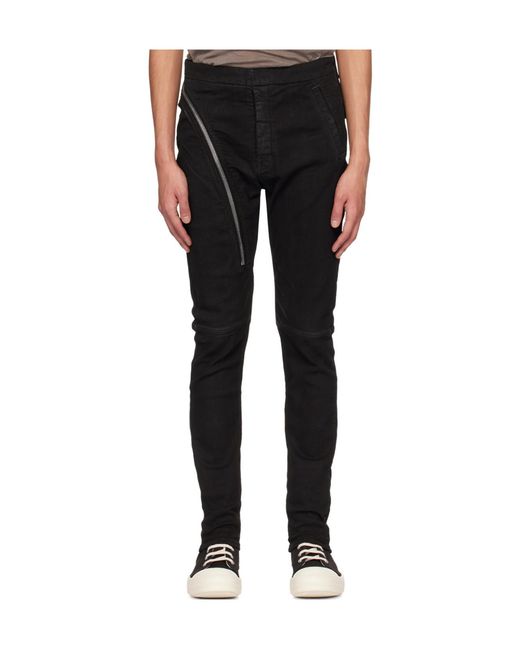 Rick Owens Black Aircut Low-Rise Tapered Jeans for men