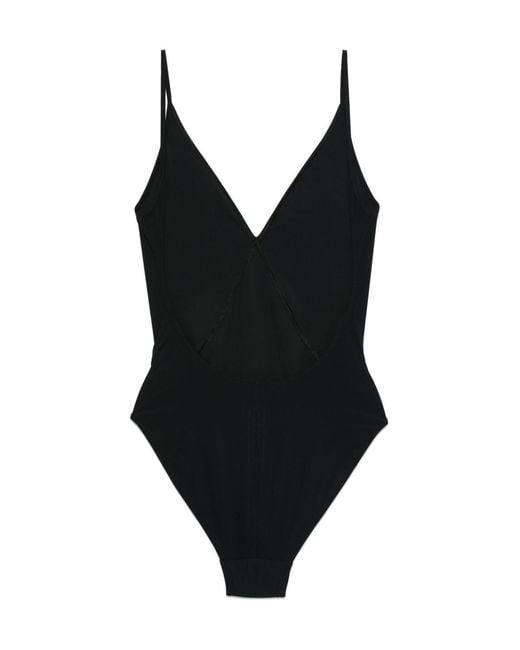 Rick Owens Black Plunging V-Neck Swimsuit