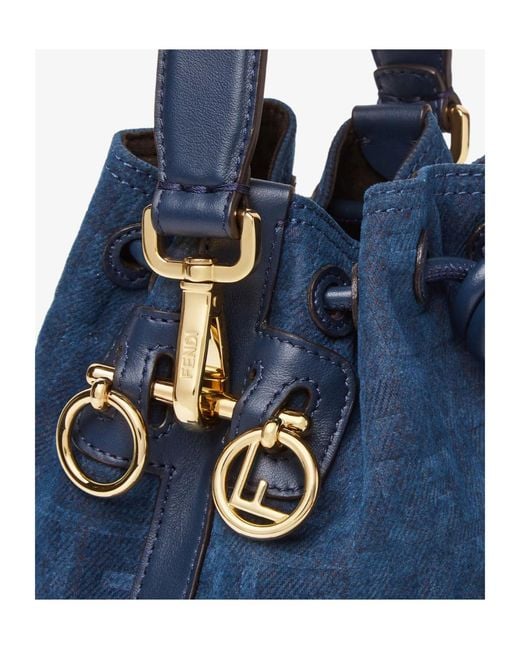 Fendi Blue Mon Tresor Ff Jacquard Bucket Bag