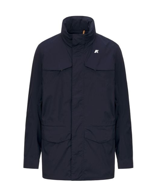 K-Way Blue Logo Detail High Neck Jacket for men