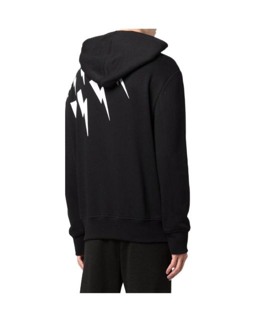 Neil Barrett Black Thunderbolt Pouch Pocket Hoodie for men